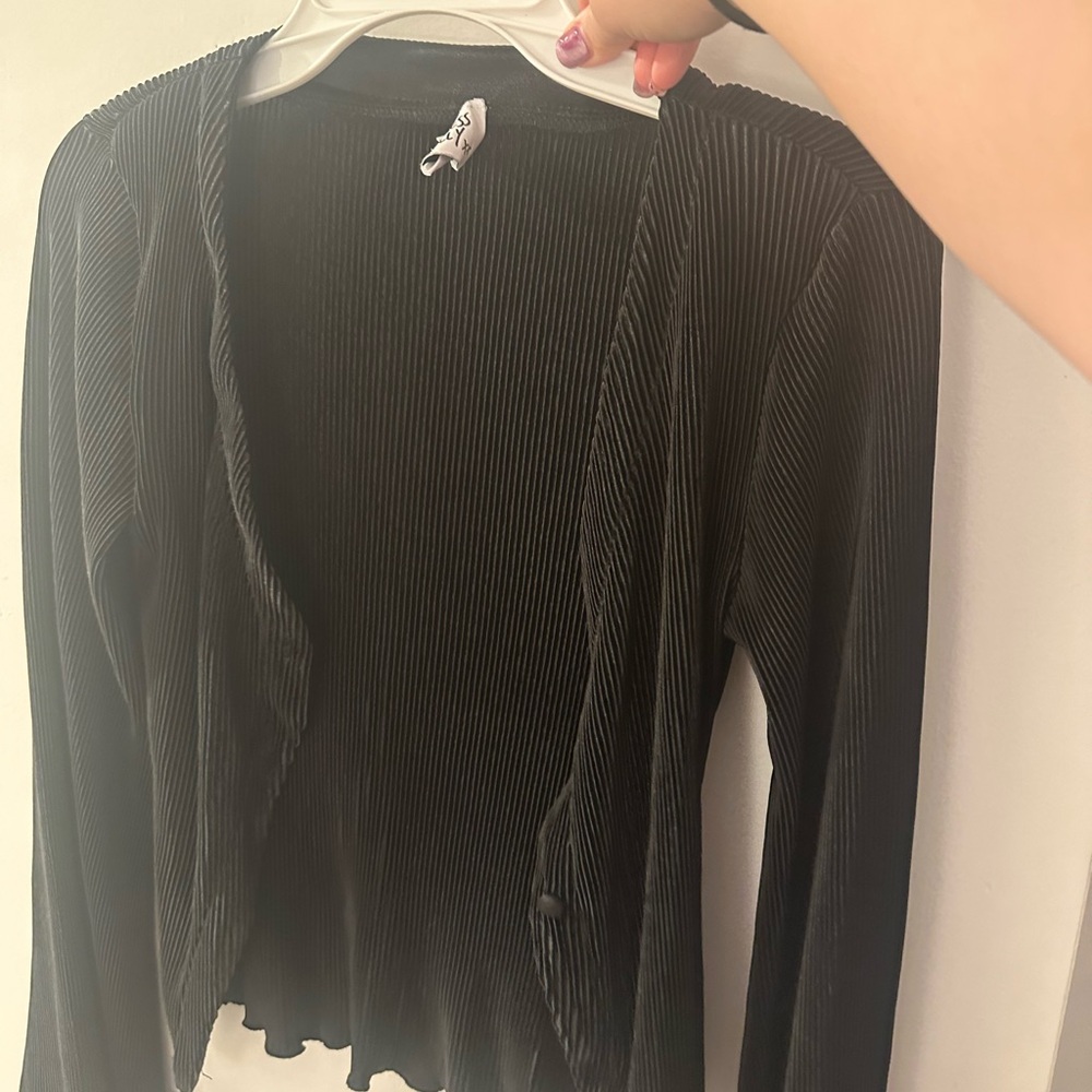 Princess Polly Black Ribbed Cardigan